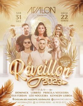 Flyer digital da festa 'Réveillon 2023' na Avalon Club