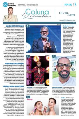 Recorte de jornal da 'Colunas Retratos' de Rafael Vilela no Diário Central que apresenta nota 'Bate-papo saudável' que divulga atividade on-line de Rômulo Vaz com Dr. João Coutinho sobre saúde da comunidade LGBTQIAPN+