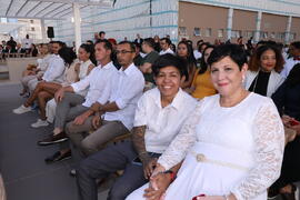 Noivas Sônia e Cristiane Martins durante cerimônia do casamento comunitário LGBTQIAPN+