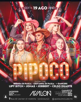 Flyer digital da festa 'Pipoco', com Bárbara Bombom, Brenda di Paula e Giovanna Di Paula, na Avalon Club