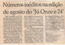 Recorte de jornal "Números inéditos na edição de agosto do 'Jú Onze e 24'"